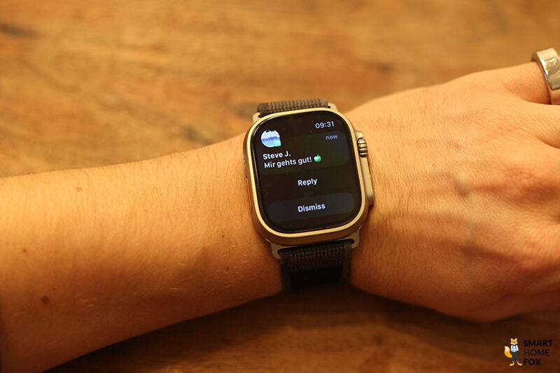 Полученное сообщение на Apple Watch Ultra.